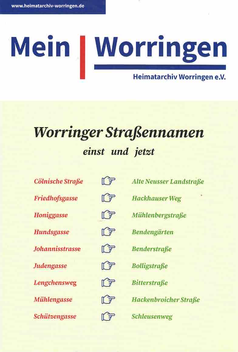 Worringer Strassennamen